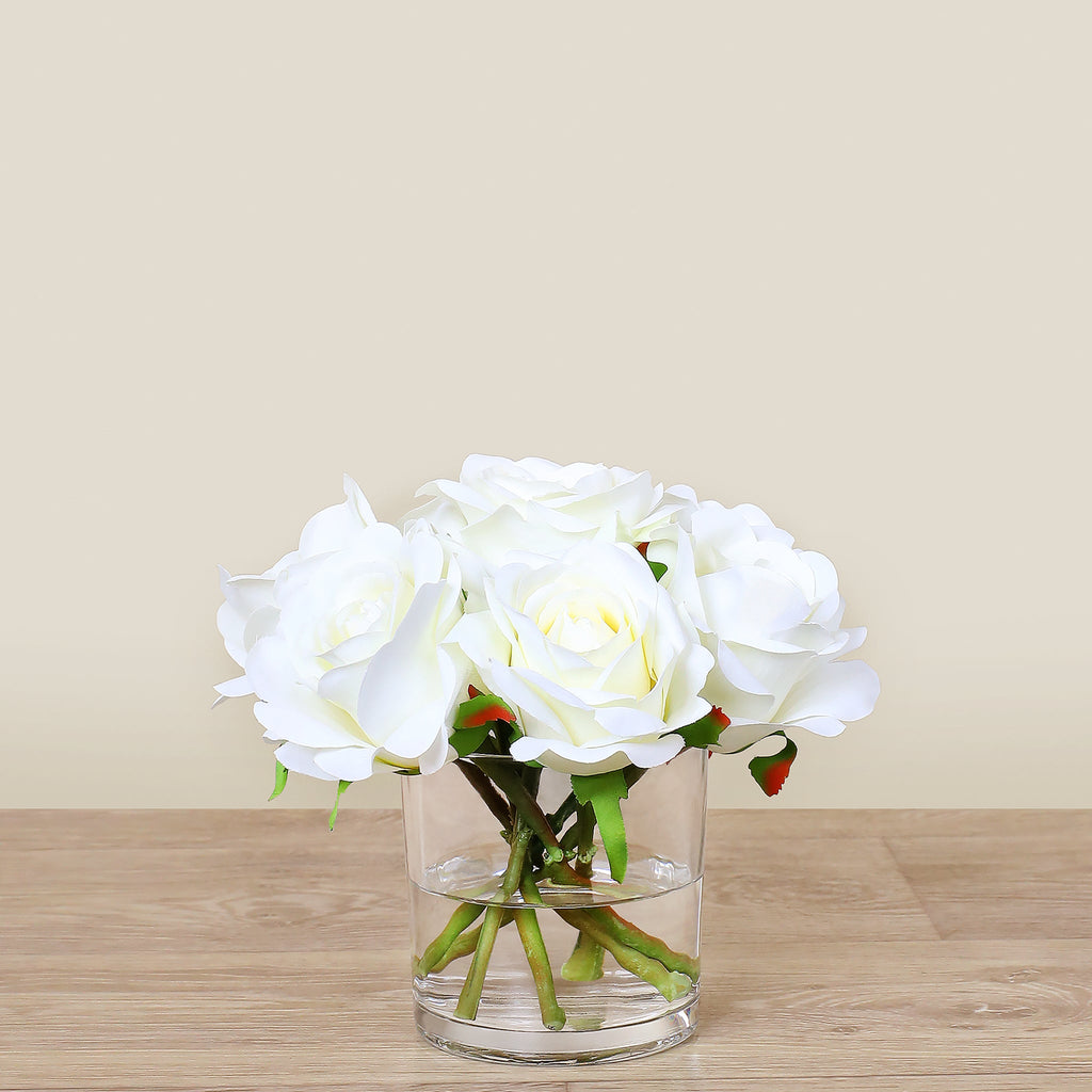 Artificial Rose Arrangement in Glass Vase