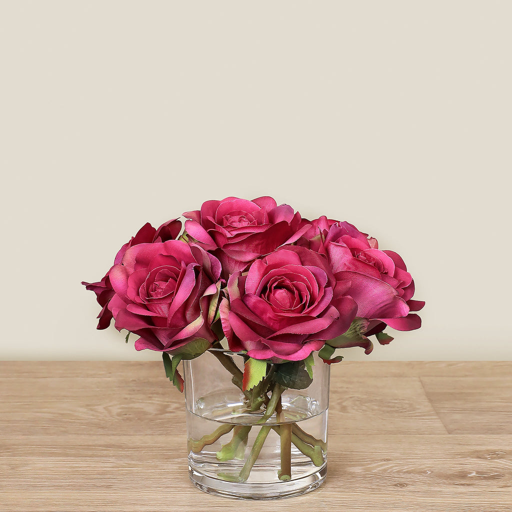 Artificial Rose Arrangement in Glass Vase