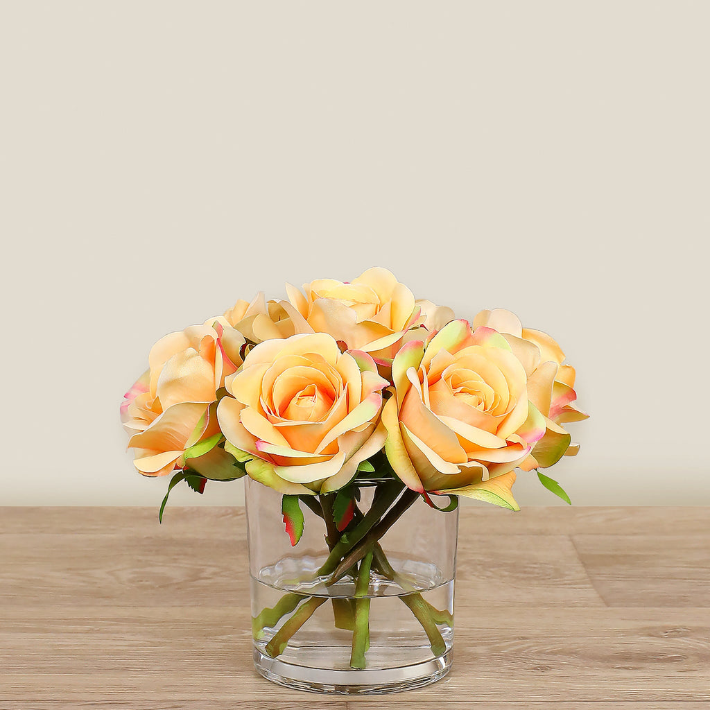 Artificial Rose Arrangement in Glass Vase