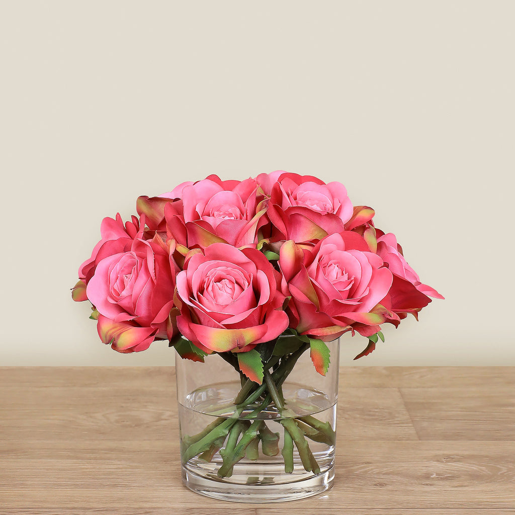 Artificial Rose Arrangement in Glass Vase