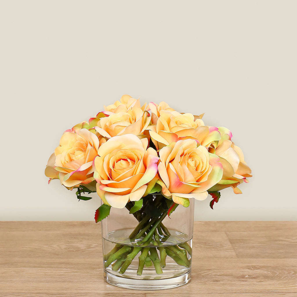 Artificial Rose Arrangement in Glass Vase