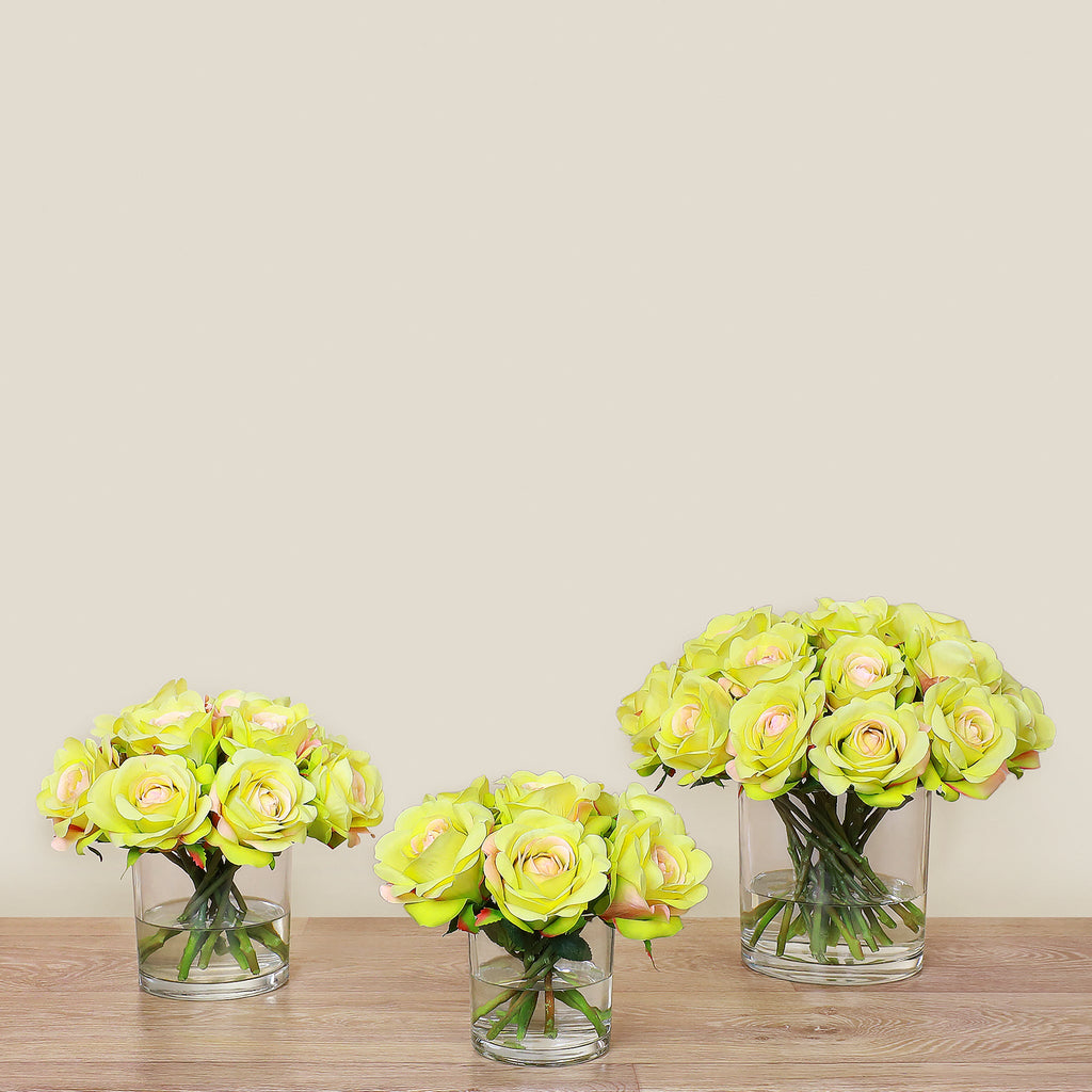 Artificial Rose Arrangement in Glass Vase