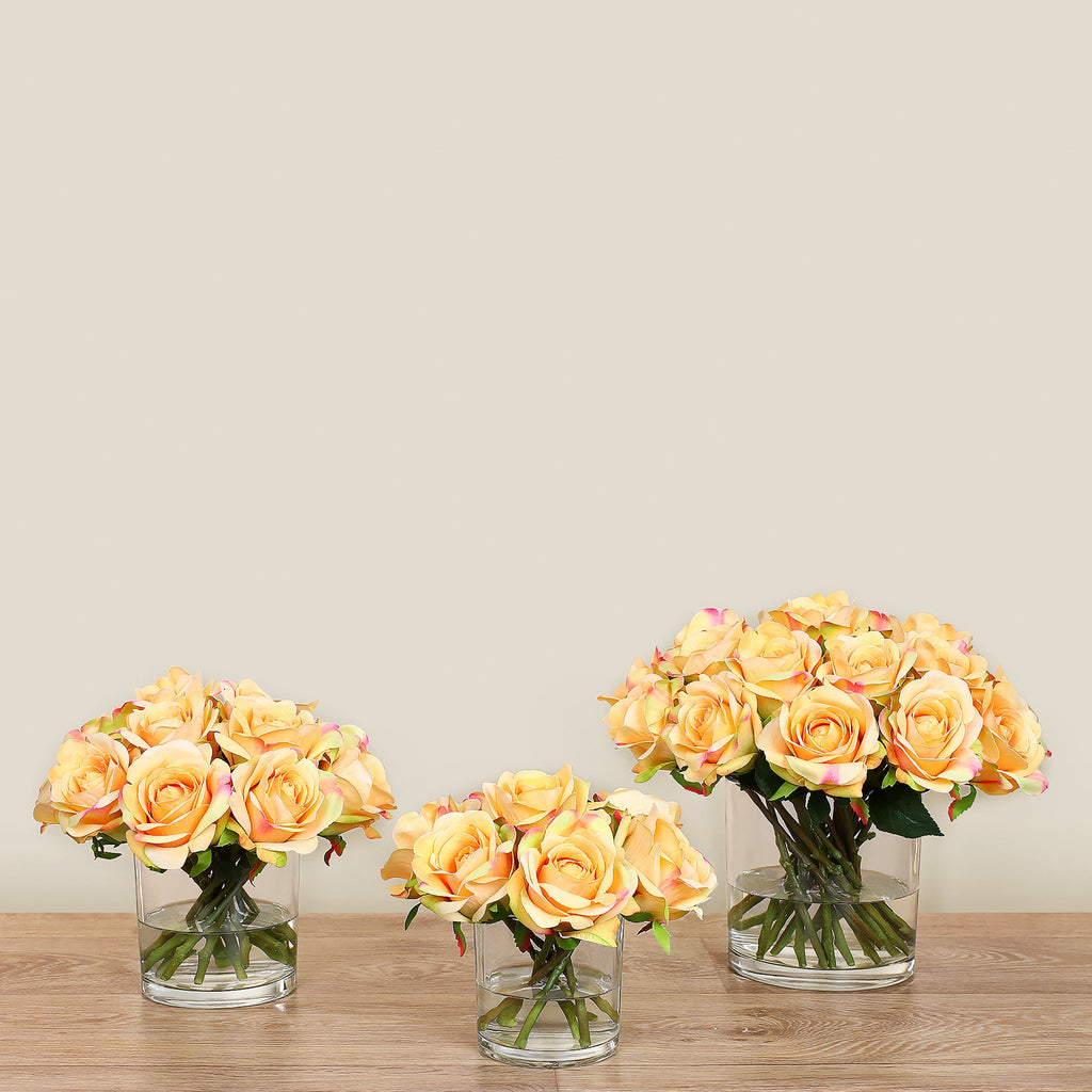 Artificial Rose Arrangement in Glass Vase