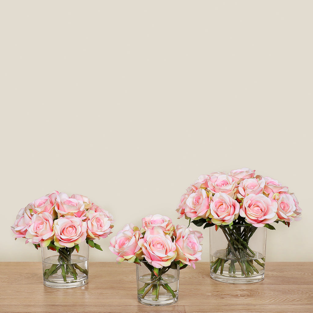 Artificial Rose Arrangement in Glass Vase