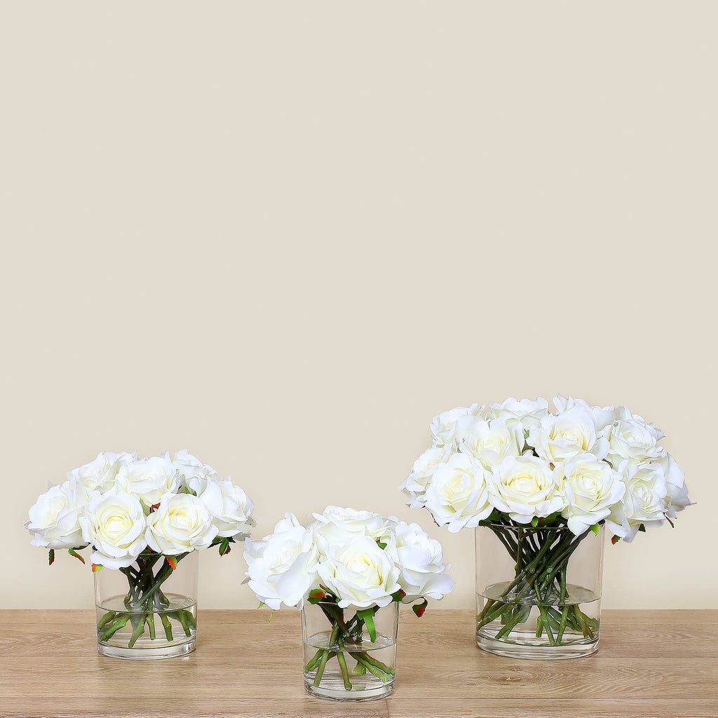 Artificial Rose Arrangement in Glass Vase