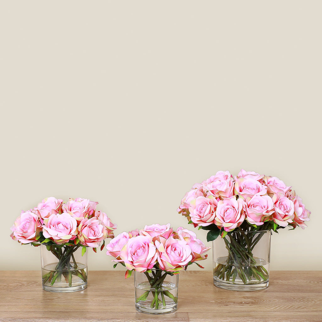 Artificial Rose Arrangement in Glass Vase