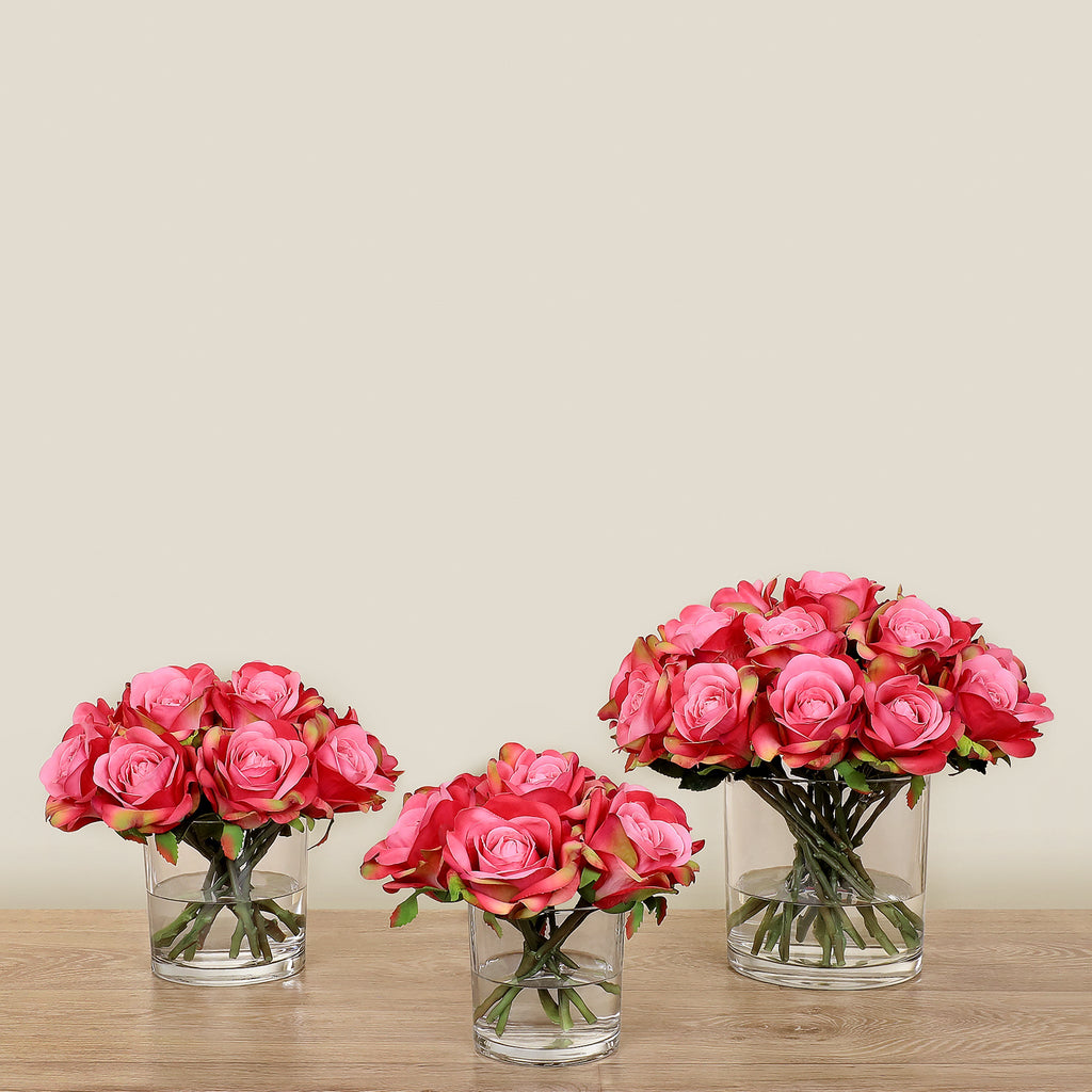 Artificial Rose Arrangement in Glass Vase