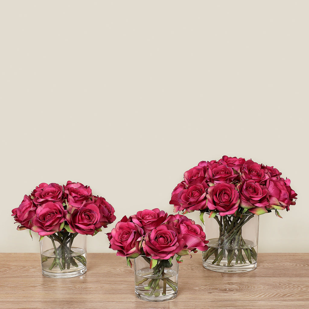 Artificial Rose Arrangement in Glass Vase