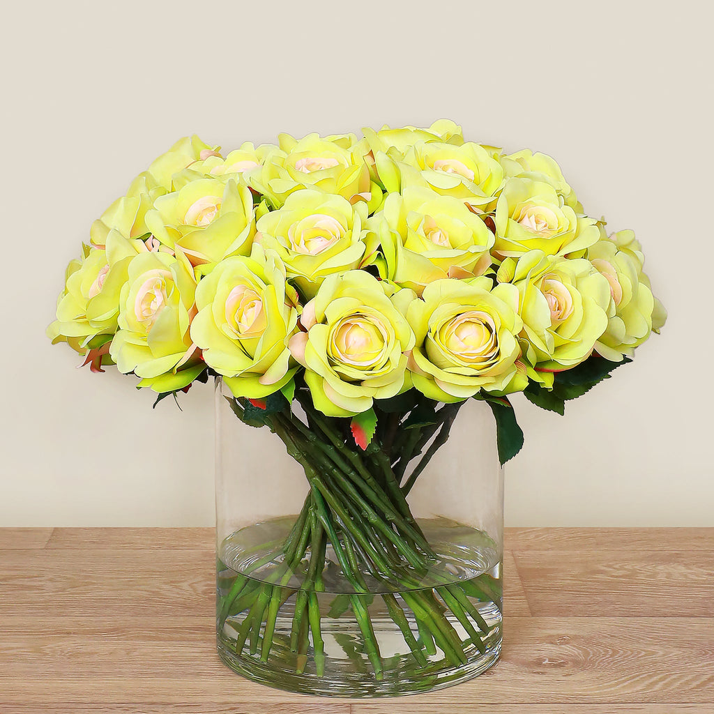 Artificial Rose Arrangement in Glass Vase