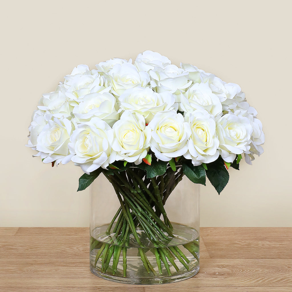 Artificial Rose Arrangement in Glass Vase