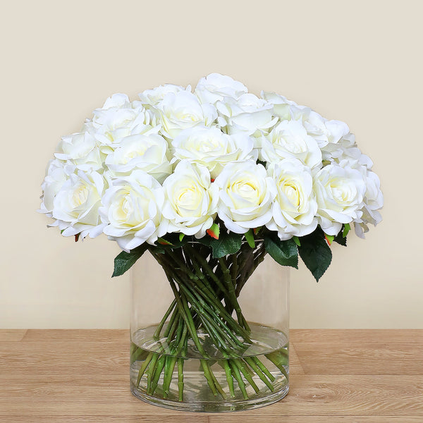 Artificial Rose Arrangement in Glass Vase