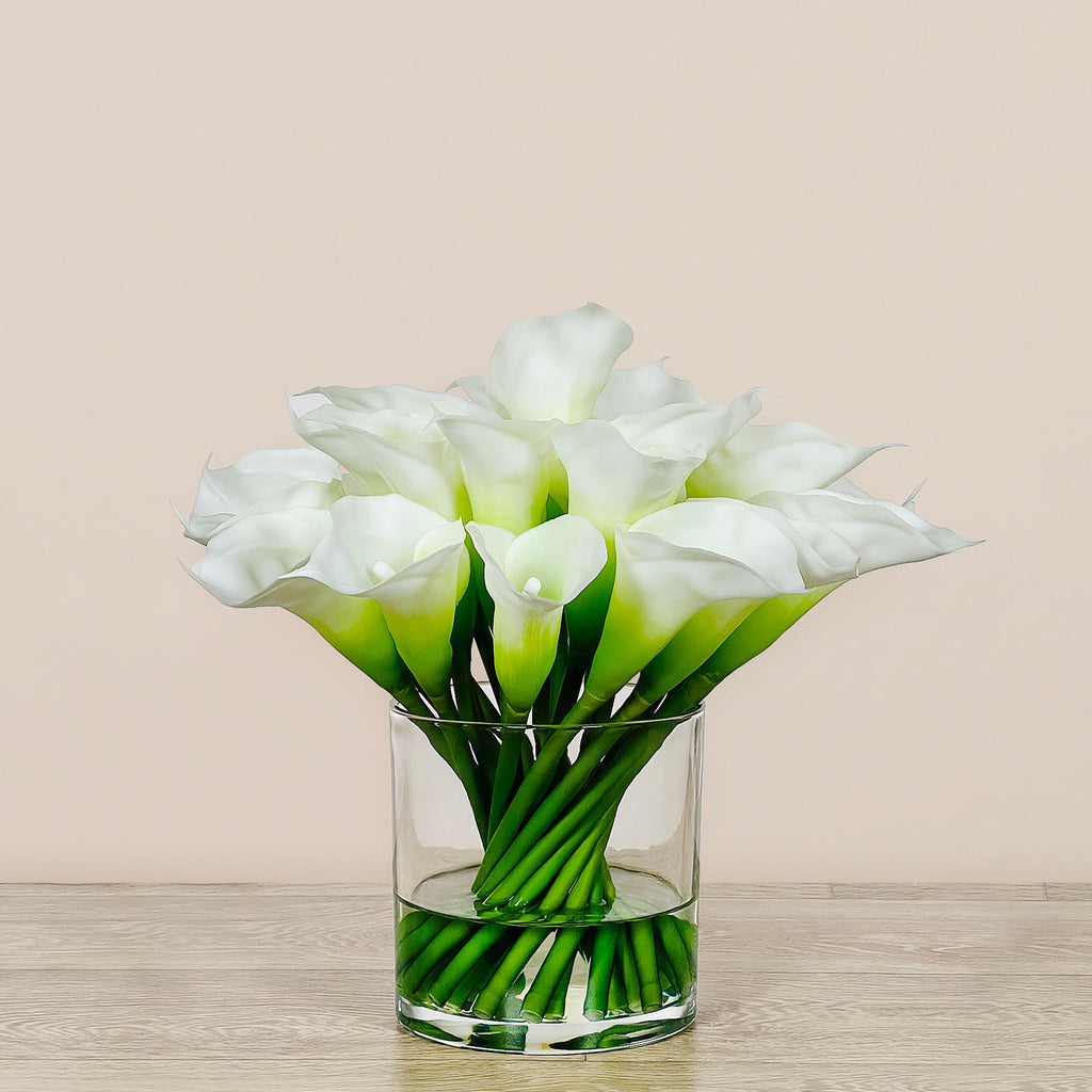 Artificial Calla lily Arrangement in Glass Vase