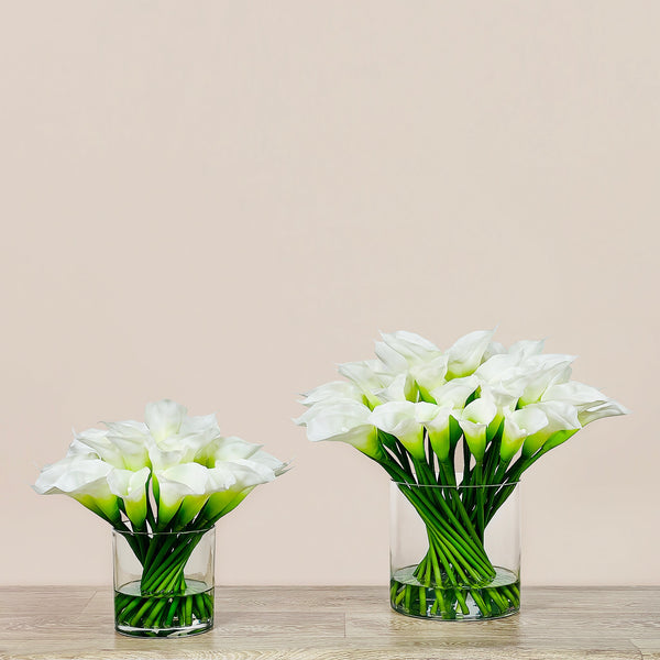 Artificial Calla lily Arrangement in Glass Vase