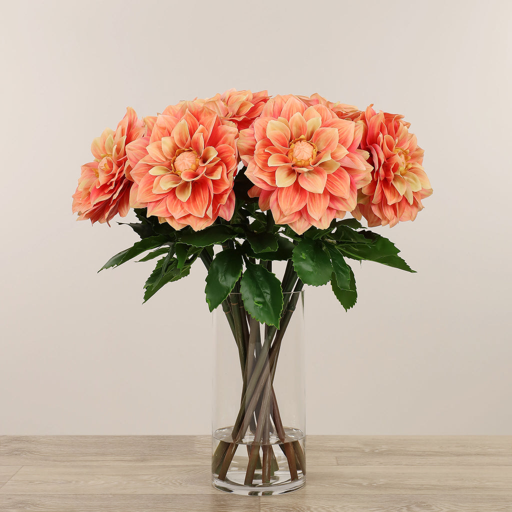 Artificial Dahlia Arrangement in Glass Vase