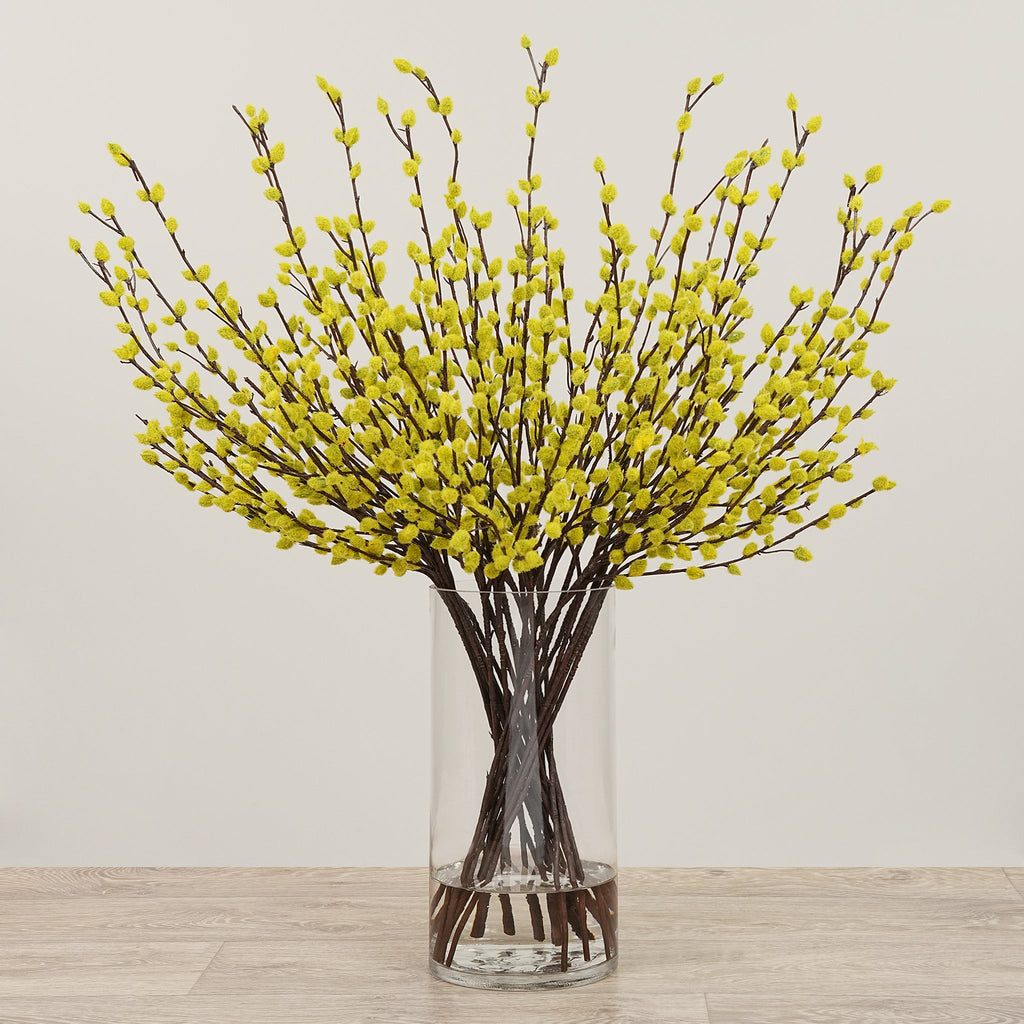 -Artificial Willow Spray Arrangement in Glass Vase-Bloomr