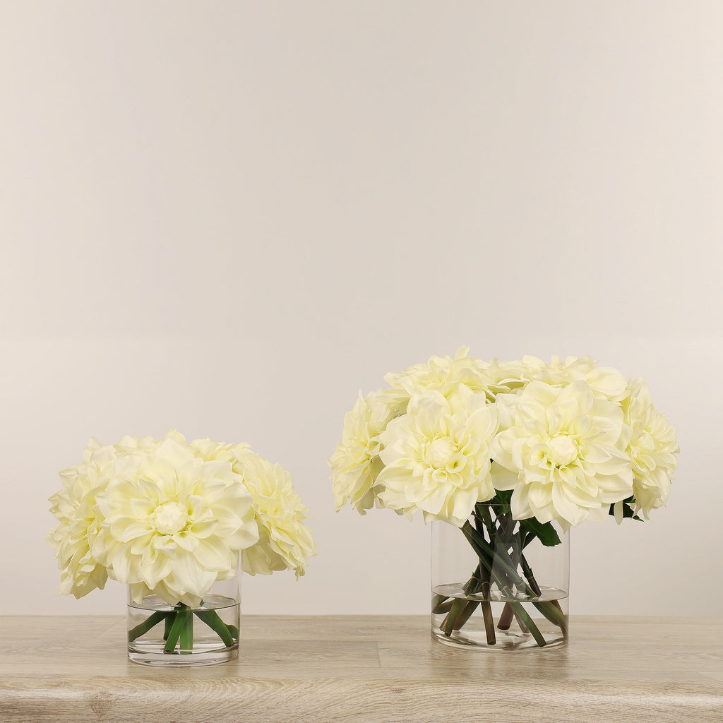 Artificial Dahlia Arrangement in Glass Vase