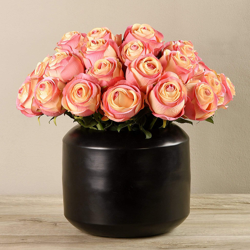 Artificial Rose Arrangement in Black Vase - Bloomr