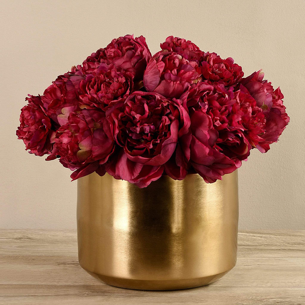 Artificial Peony in Gold Vase - Bloomr