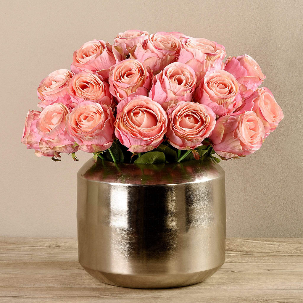 Artificial Rose Arrangement in Silver Vase - Bloomr