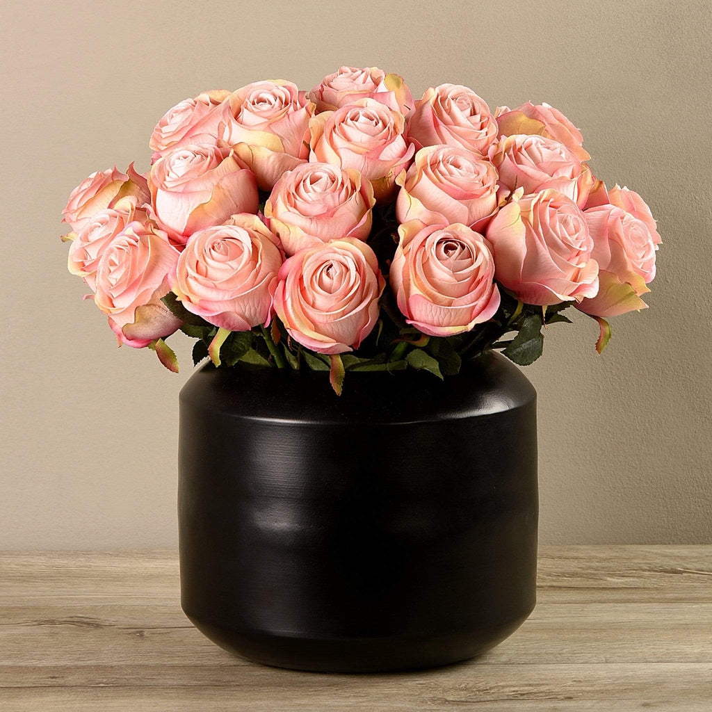 Artificial Rose Arrangement in Black Vase - Bloomr