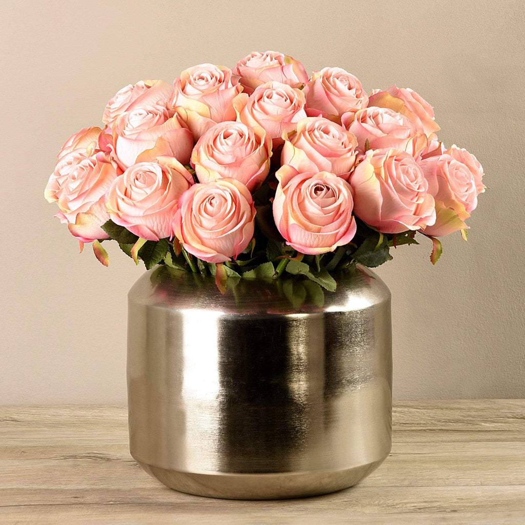 Artificial Rose Arrangement in Silver Vase - Bloomr