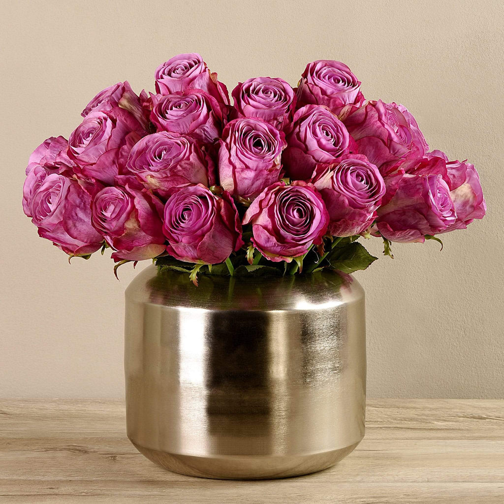 Artificial Rose Arrangement in Silver Vase - Bloomr