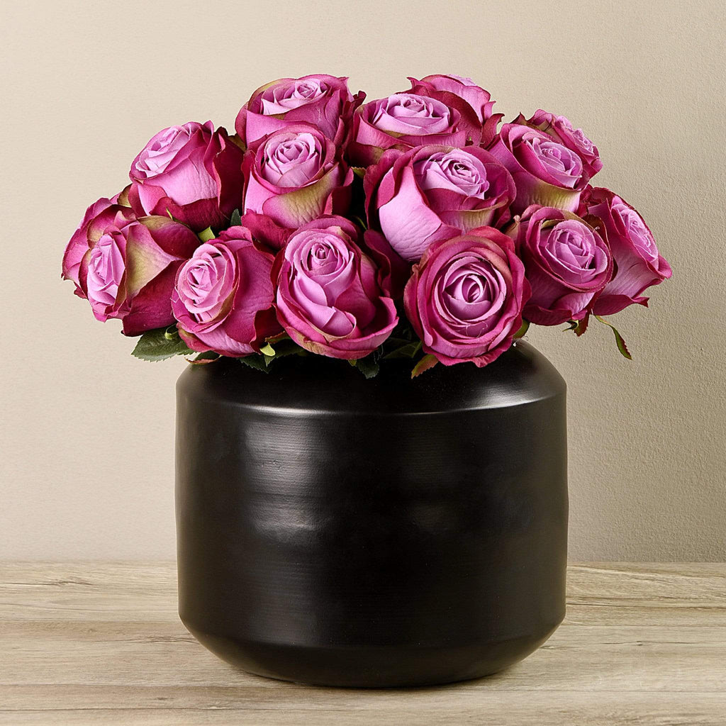 Artificial Rose Arrangement in Black Vase - Bloomr