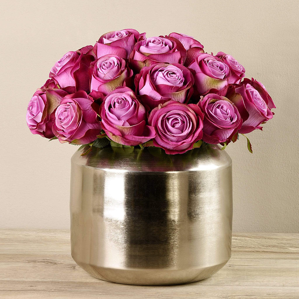 Artificial Rose Arrangement in Silver Vase - Bloomr