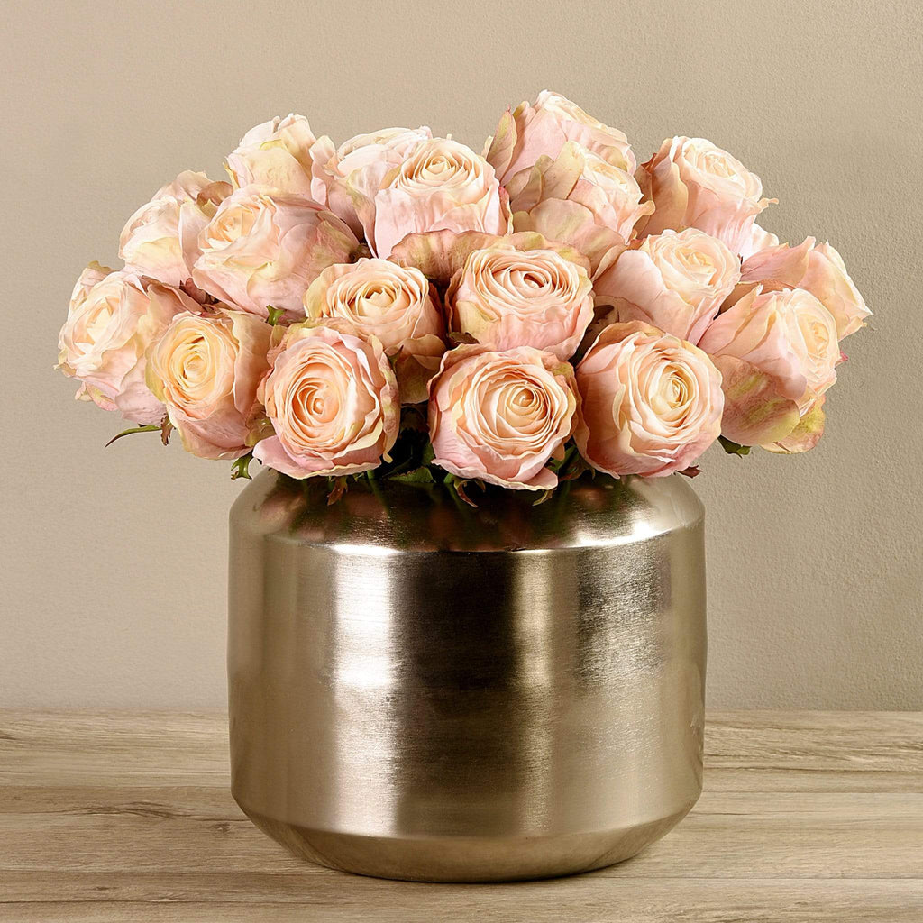 Artificial Rose Arrangement in Silver Vase - Bloomr