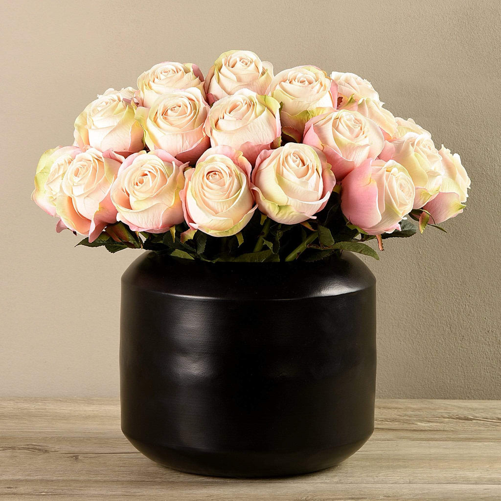 Artificial Rose Arrangement in Black Vase - Bloomr