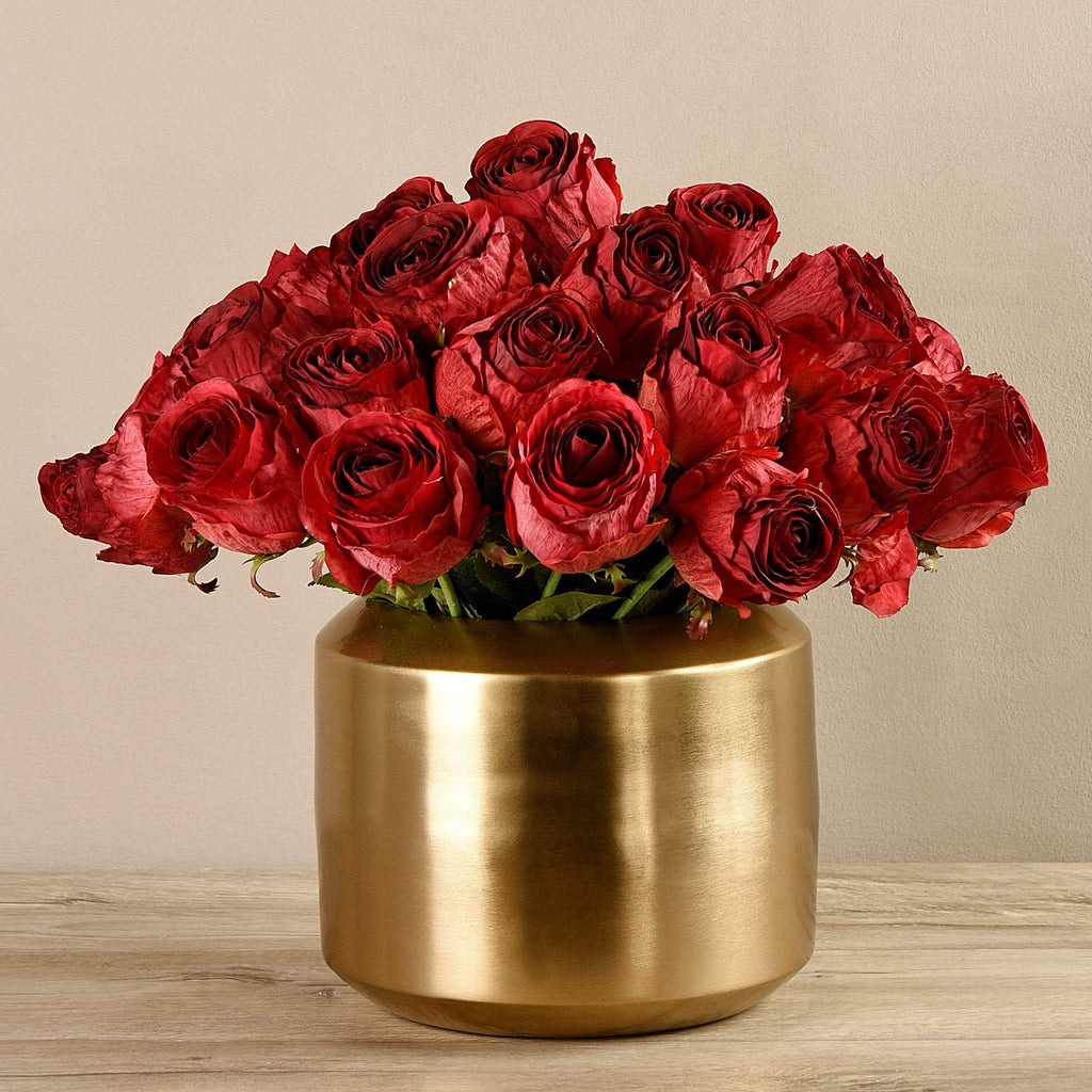 Artificial Rose Arrangement in Gold Vase - Bloomr