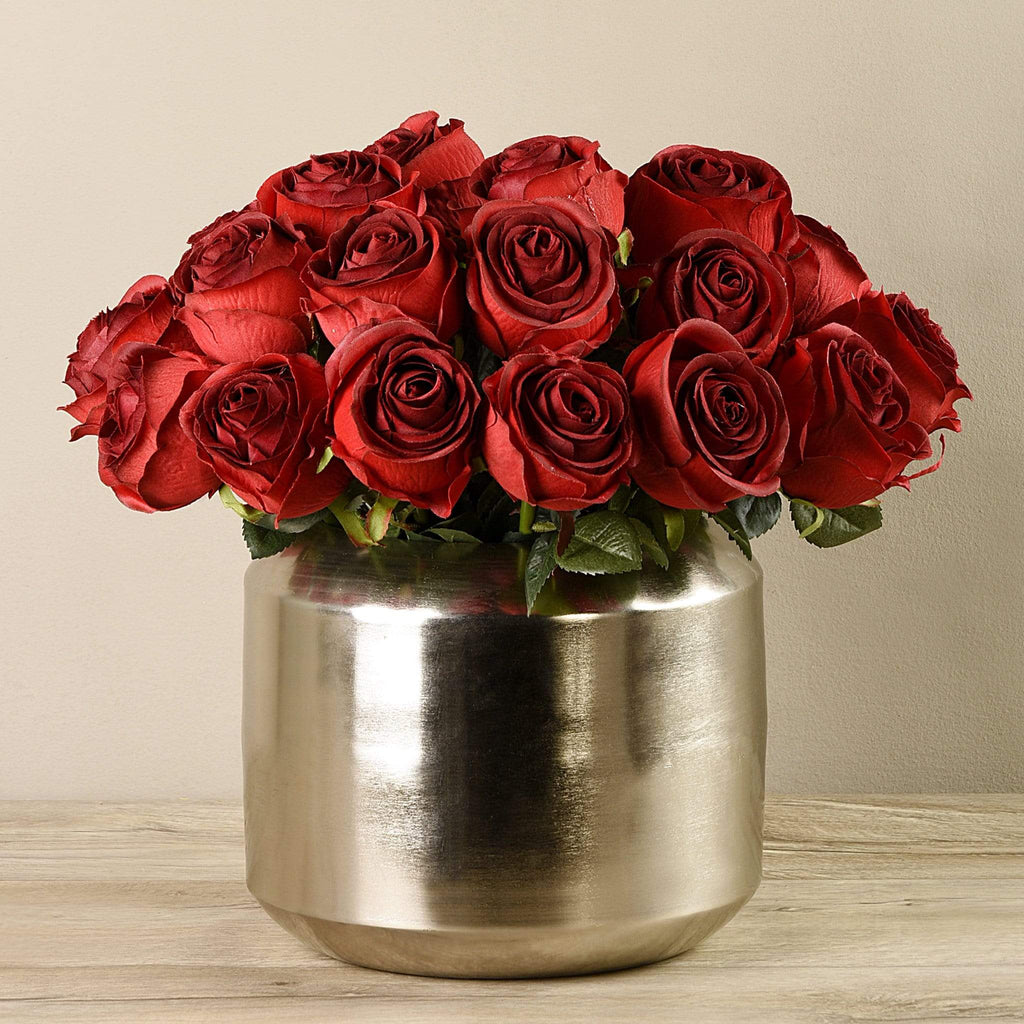 Artificial Rose Arrangement in Silver Vase - Bloomr