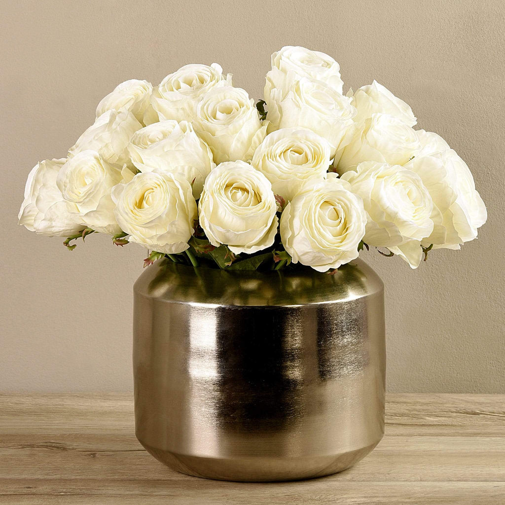 Artificial Rose Arrangement in Silver Vase - Bloomr