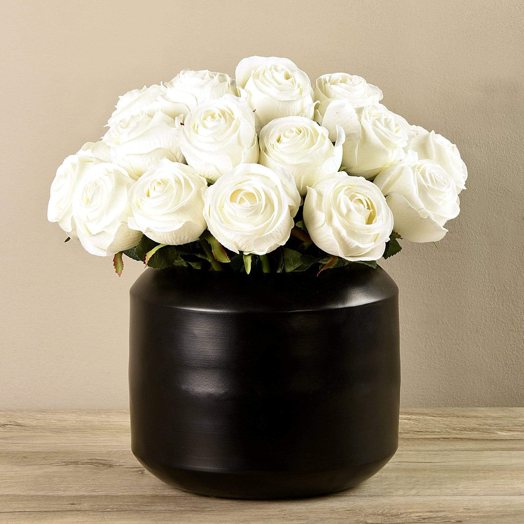 Artificial Rose Arrangement in Black Vase - Bloomr