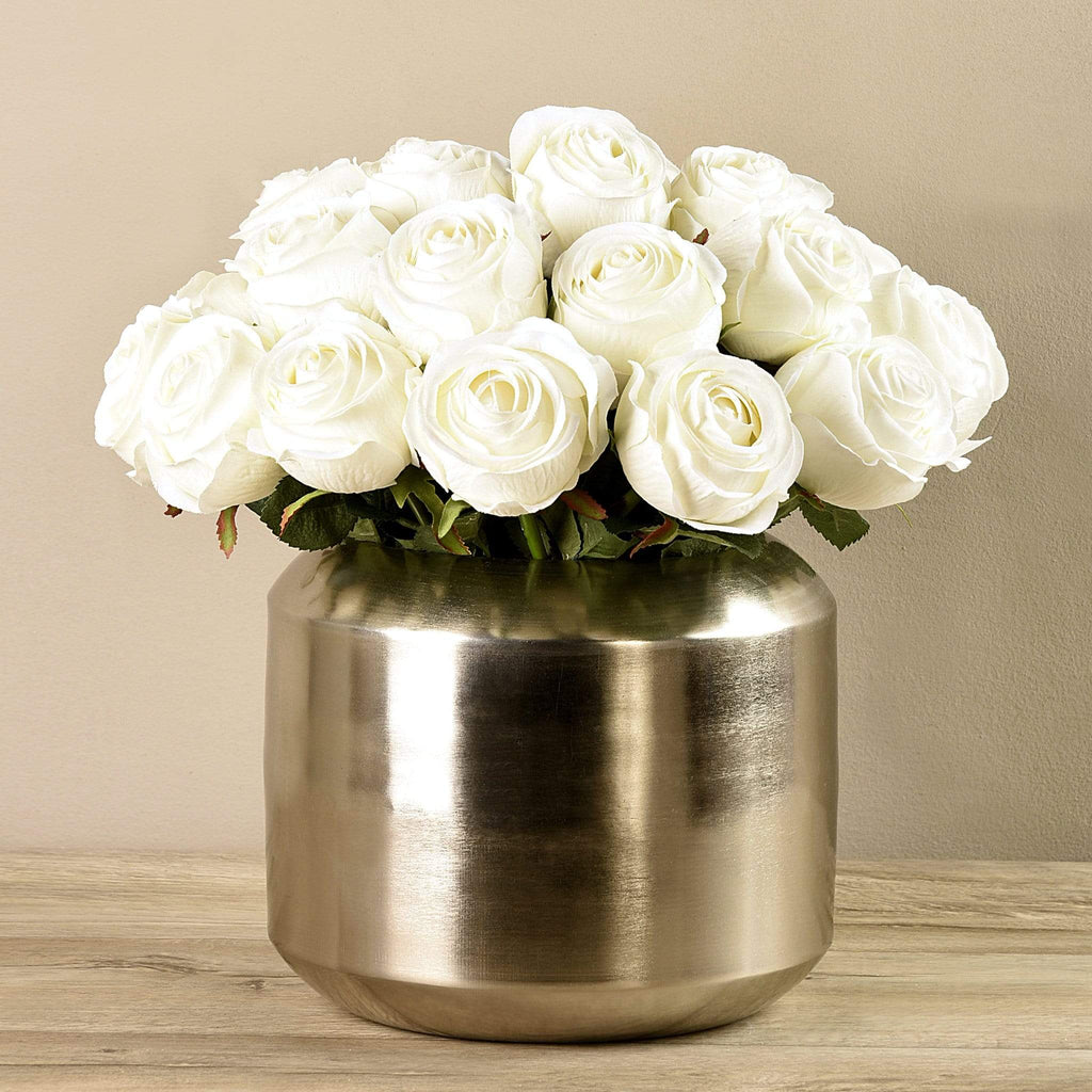 Artificial Rose Arrangement in Silver Vase - Bloomr