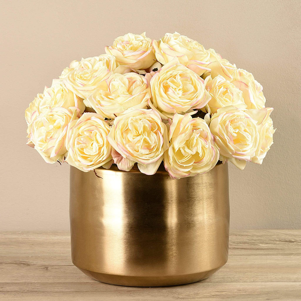 Artificial Rose Arrangement in Gold Vase - Bloomr