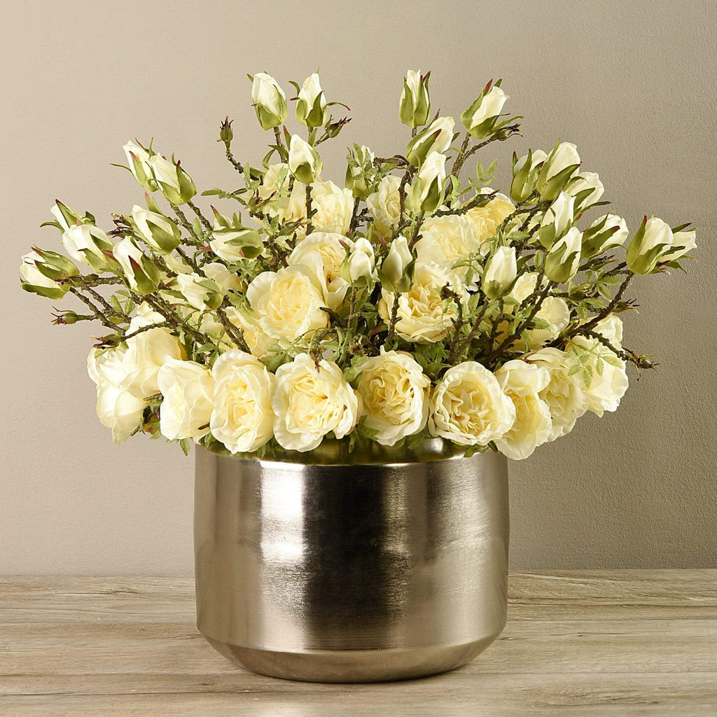 Artificial Rose Arrangement in Silver Vase - Bloomr