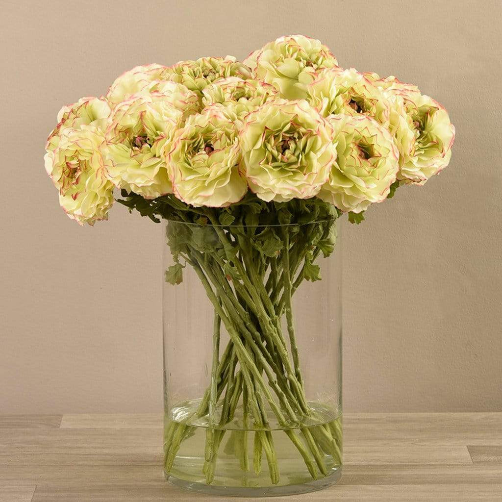 Artificial Ranunculus in Glass Vase - Bloomr