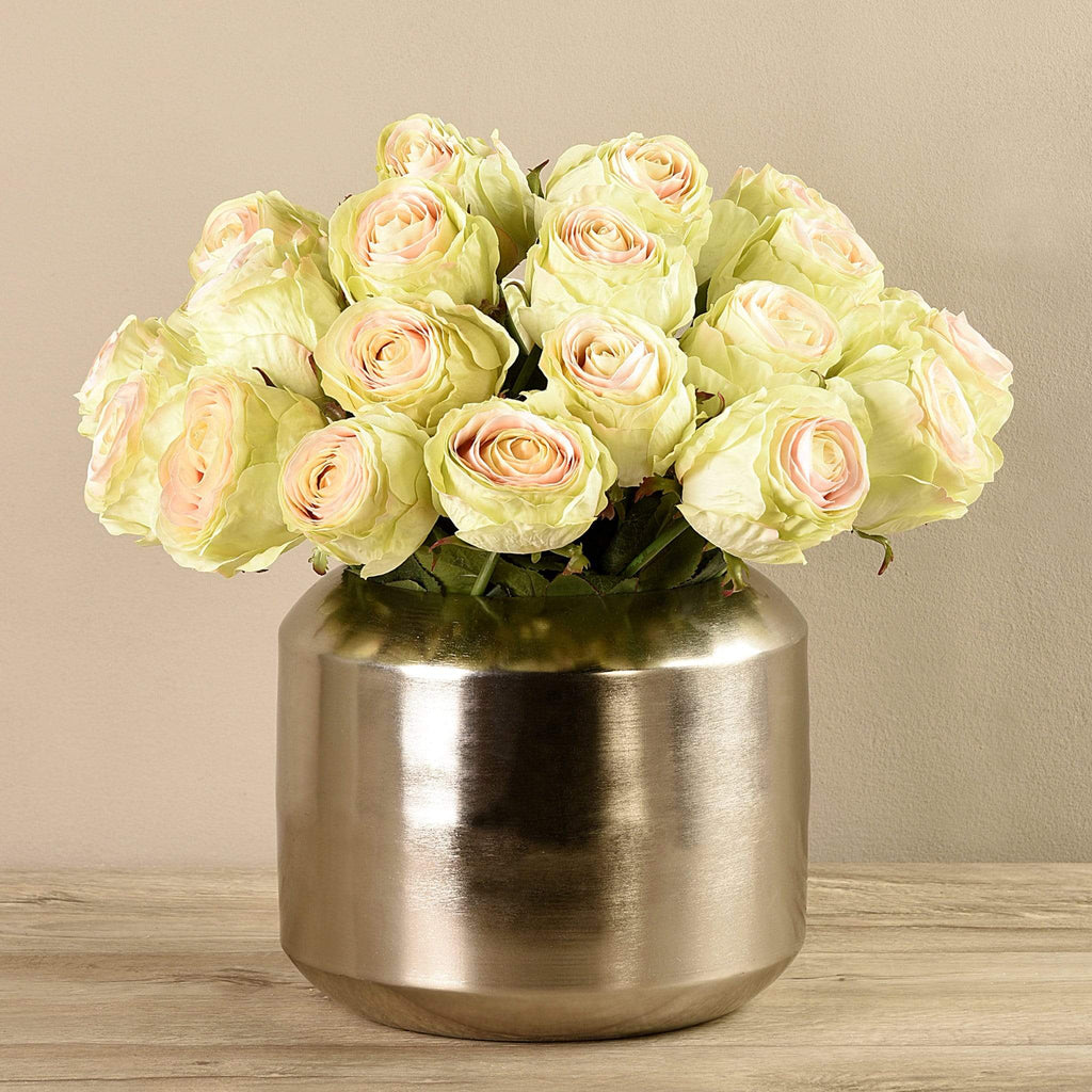 Artificial Rose Arrangement in Silver Vase - Bloomr