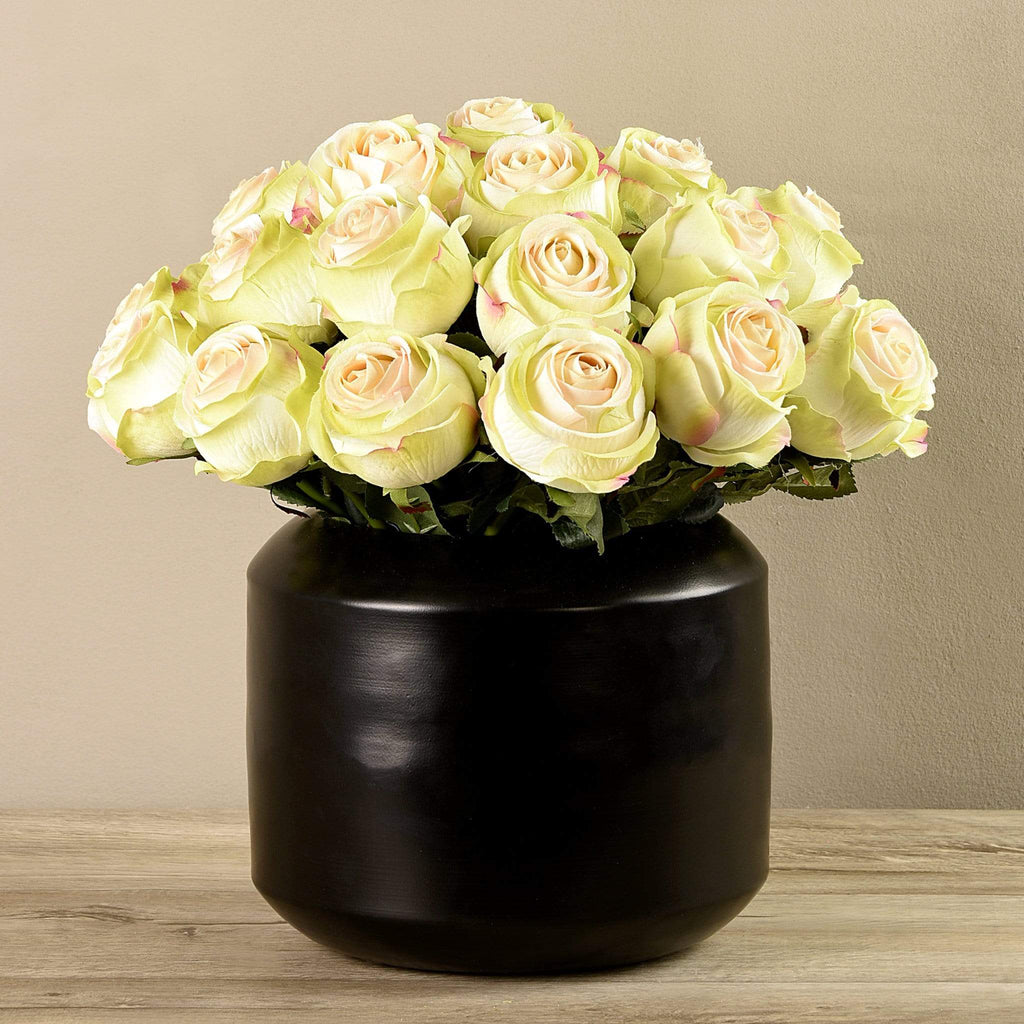 Artificial Rose Arrangement in Black Vase - Bloomr