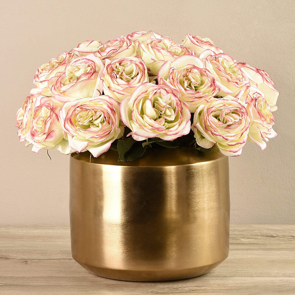 Artificial Rose Arrangement in Gold Vase - Bloomr