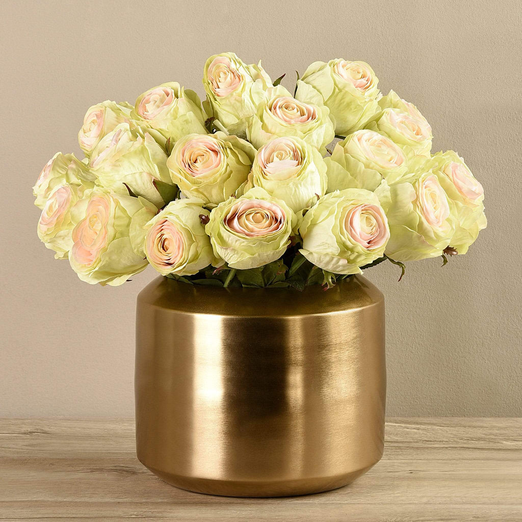 Artificial Rose Arrangement in Gold Vase - Bloomr