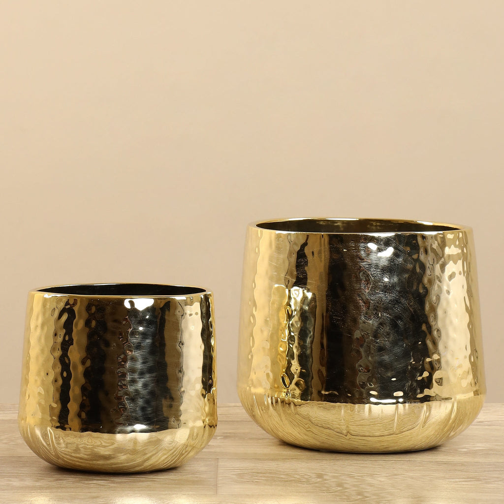 Round Ceramic Gold Pot - Bloomr