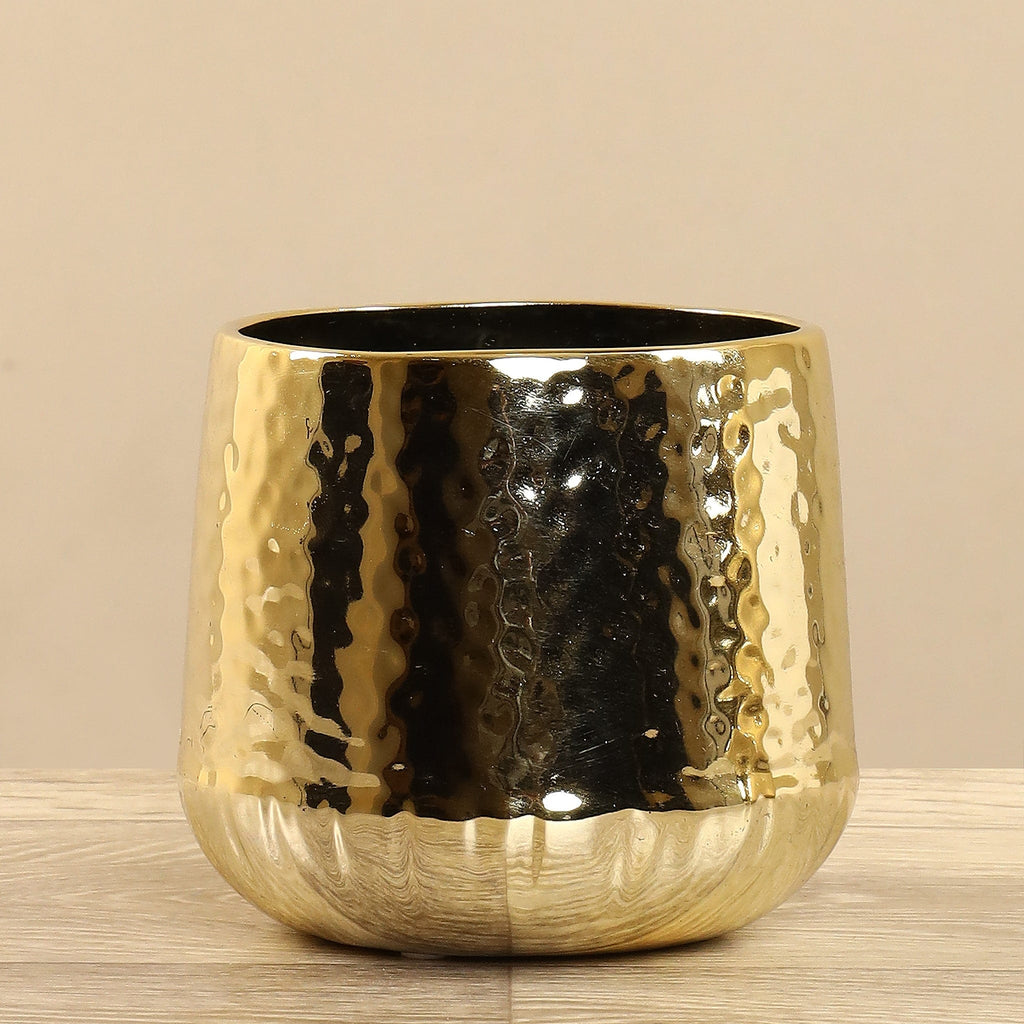 Round Ceramic Gold Pot - Bloomr