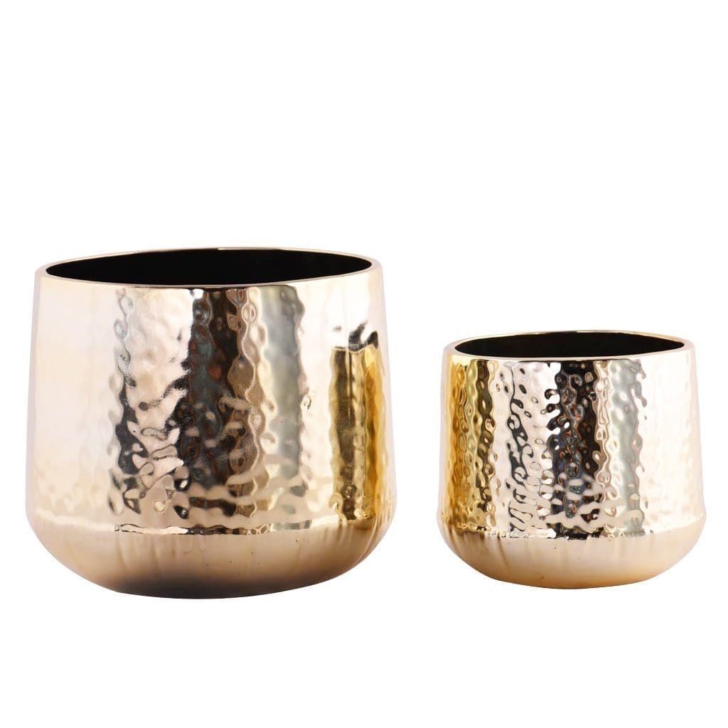 Round Ceramic Gold Pot - Bloomr