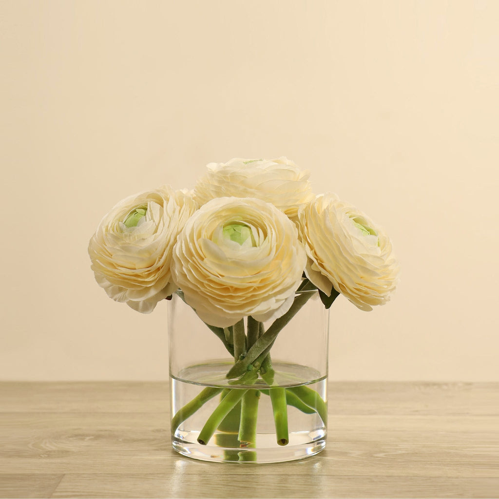 Artificial Ranunculus Arrangement in Glass Vase - Bloomr