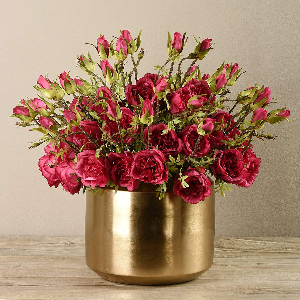 Artificial Rose Arrangement in Gold Vase - Bloomr