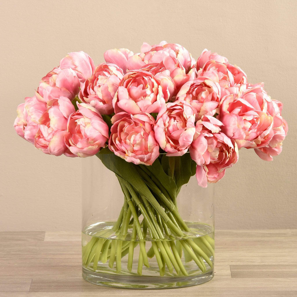 Artificial Tulips in Glass Vase - Bloomr