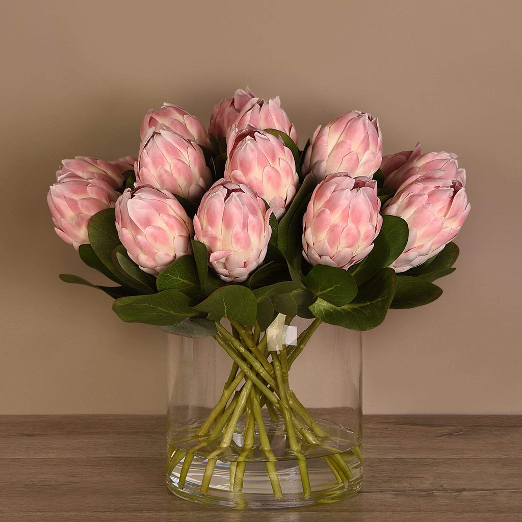 Protea Arrangement in Glass Vase - Bloomr