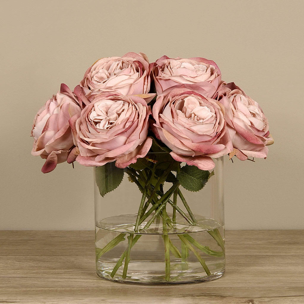 Artificial Rose Arrangement in Glass Vase - Bloomr